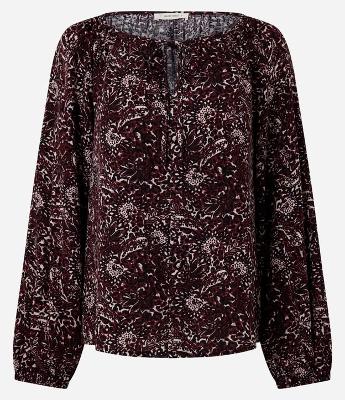 Blusa Feminina Manga Longa Folhagem com Amarração Frontal