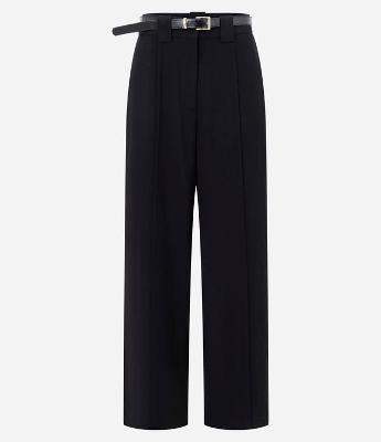 Calça Wide Leg Alfaiatada com Pregas Frontais e Cinto