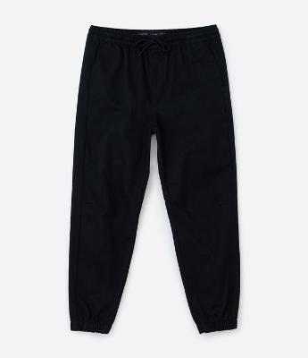 Calça Jogger em Sarja com Cordão Ajustável