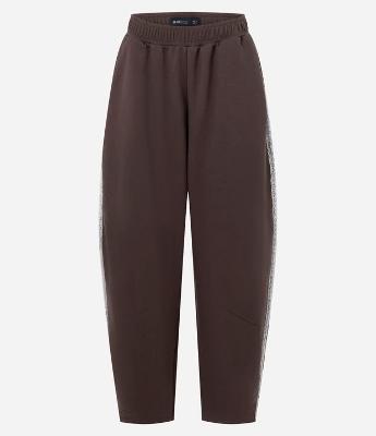 Calça Feminina Moletom Barrel com Detalhe de Renda