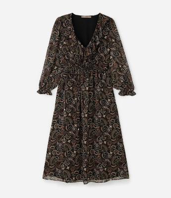 Vestido Midi em Chiffon com Estampa Paisley  Curve & Plus Size