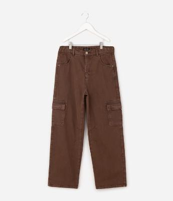 Calça Baggy Infantil em Jeans com Bolso Cargo – Tam 7 a 14 Anos