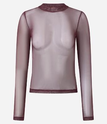 Blusa Segunda Pele em Tule com Manga Longa