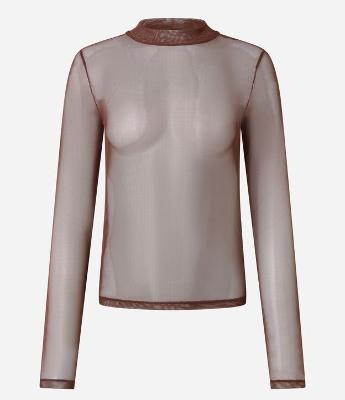 Camiseta Segunda Pele em Tule Manga Longa