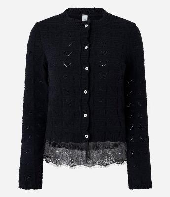Cardigan Feminino Tricô Leve Ponto Aberto com Renda