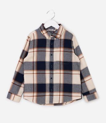 Camisa Infantil em Flanela com Estampa Xadrez – Tam 5 a 14 Anos