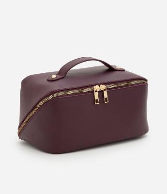 Necessaire Baú em PU com Fechamento em Zíper