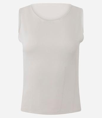 Blusa Ponto Roma sem Manga com Recortes Frontais