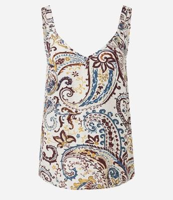 Blusa Feminina Sem Manga Paisley com Decote V