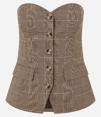 Blusa Feminina Alfaiatada Xadrez com Decote Coração