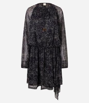 Vestido em Chiffon com Transparência e Estampa Animal Print