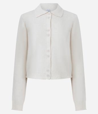 Cardigan em Tricô com Botões e Gola Polo