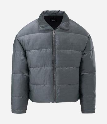 Jaqueta Pesada em Poliamida Lisa com Efeito Metalizado