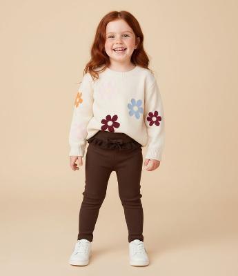 Calça Infantil Canelada com Renda no Cós – Tam 1 a 5/6 Anos