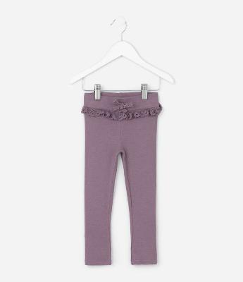 Calça Infantil Canelada com Renda no Cós – Tam 1 a 5/6 Anos