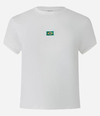 Camiseta Baby Tee com Estampa Brasil