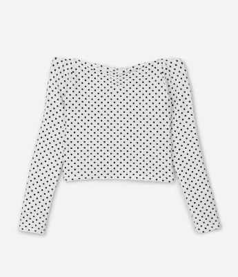 Blusa Infantil Ombro a Ombro com Estampa Poá – Tam 5 a 16 Anos