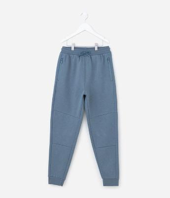 Calça Infantil em Moletom Felpado com Bolsos Zíper – Tam 5 a 14 Anos