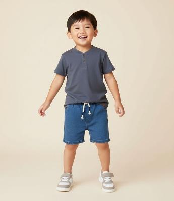 Camiseta Infantil Henley Texturizada – Tam 1 a 5/6 Anos