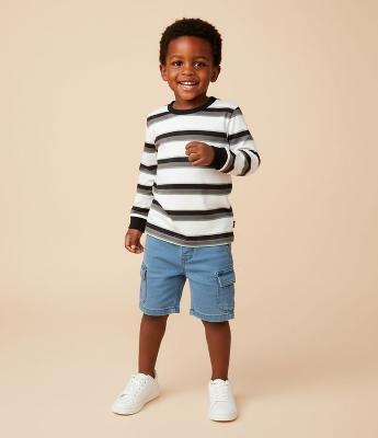 Camiseta Infantil Listrada em Suedine – Tam 1 a 6 Anos