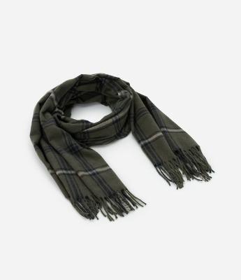 Cachecol Dupla Face Xadrez com Franjas nas Pontas