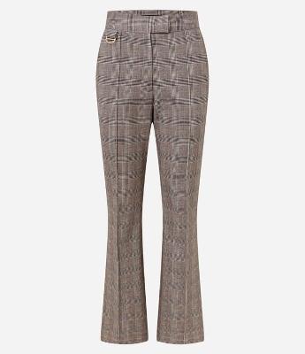 Calça Flare em Ponto Roma com Estampa Xadrez