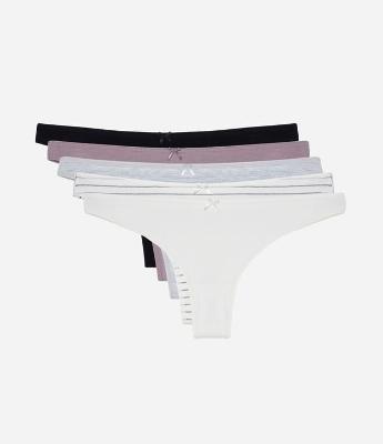 Kit 5x1 Calcinha Biquíni Fio Duplo em Algodão