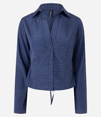 Camisa Ajustada em Tricoline Xadrez