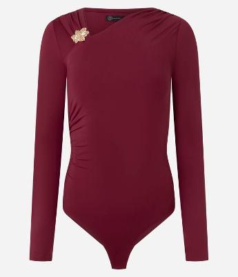 Body em Poliamida com Aviamento de Flor Delicada