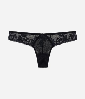 Calcinha Biquíni em Tule com Bordado Floral