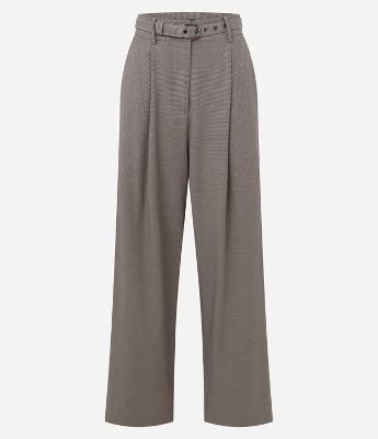 Calça Wide Leg Alfaiatada com Estampa Pied de Poule