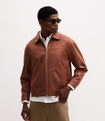 Jaqueta Suede Liso com Zíper