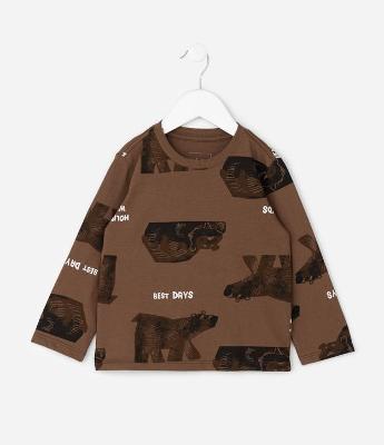 Camiseta Infantil com Estampa Ursos Full Print – Tam 1 a 6 Anos