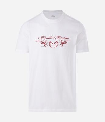 Camiseta Manga Curta em Algodão Lettering Trouble Machine