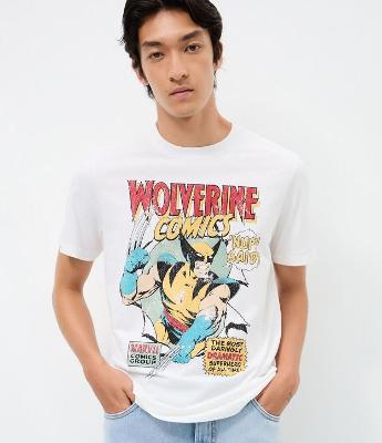 Camiseta Manga Curta em Algodão Wolverine Comics