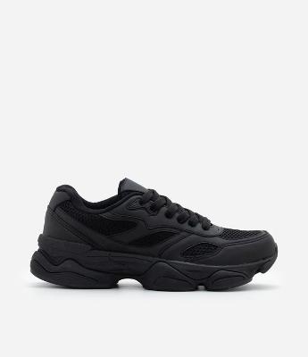 Tênis Dad Sneaker em PU com Recortes e Solado