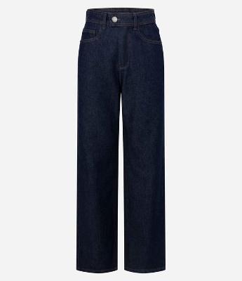 Calça Jeans Reta Comfort com Cintura Baixa e Bolsos Coração