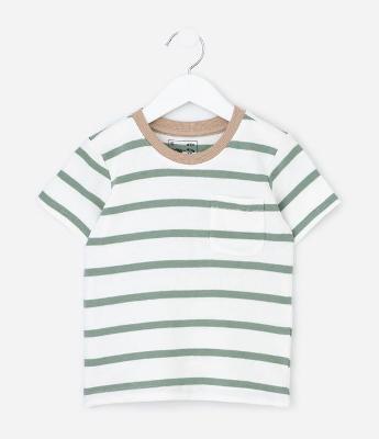 Camiseta Infantil Comfort Listrada com Bolso – Tam 1 a 5/6 Anos