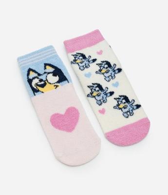 Kit 02 Meias Infantil em Chenille com Estampa Bluey – Tam 19 a 30