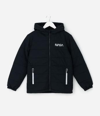 Jaqueta Infantil Nasa com Capuz e Lettering Refletivo – Tam 5 a 14 Anos