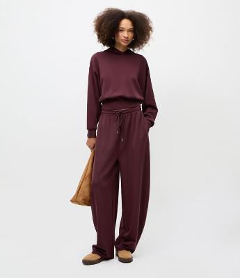 Calça Barrel em Malha com Amarração na Cintura