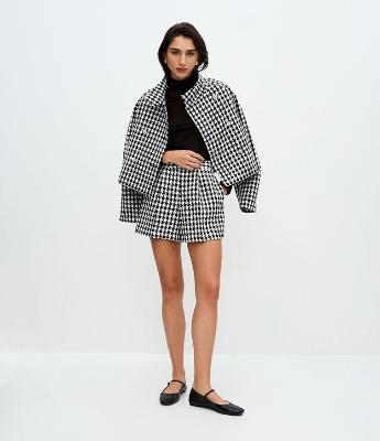 Short Curto com Estampa Pied de Poule