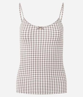 Blusa de Pijama Alcinha em Microfibra com Estampa Xadrez