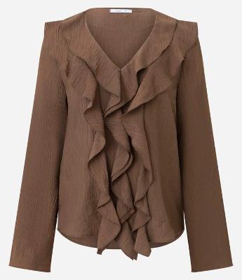 Blusa em Viscose com Babados no Decote