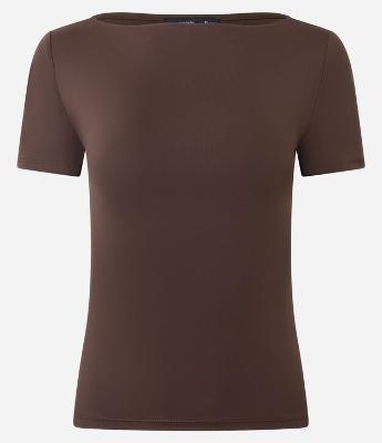 Blusa Regular em Poliamida com Gola Canoa