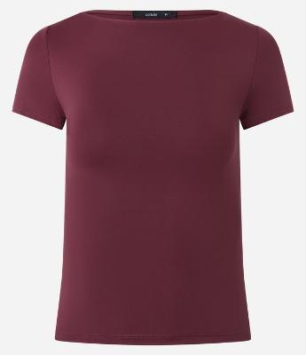Blusa Regular em Poliamida com Gola Canoa