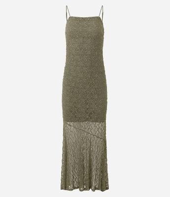Vestido Midi em Renda com Alça Fina
