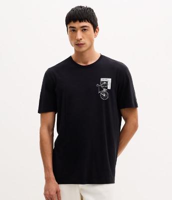 Camiseta Manga Curta em Algodão com Estampa Bicicleta