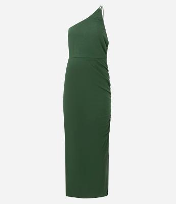 Vestido Midi Um Ombro Só com Fenda Lateral