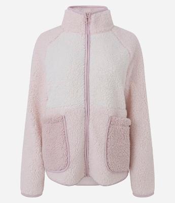 Robe em Sherpa com Zíper e Blocos de Cor